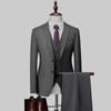 ( Jacket + Vest + Pants ) Boutique Pure Color Mens Business Formal Suit 3Piece Set