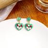 Vintage Style Ethnic Earrings, Colorful Green Heart Stud Earrings for Vacation