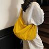 Canvas Bag Women's Dumpling Bag Solid Color Shoulder Bag Large Capacity Crossbody Bag