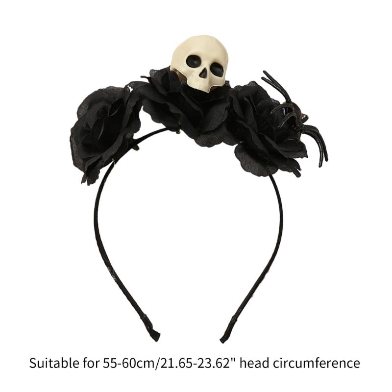 Halloween Rose Headband Dark Spiders Hair Clip Cosplay Party Headwear Hair Hoop Dress Up Party for Masquerade