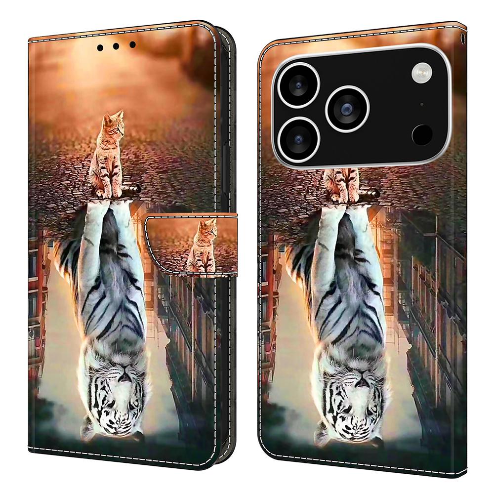 For iPhone 17 Pro Max Case Magnetic Clasp 3D Pattern Leather Wallet Phone Cover