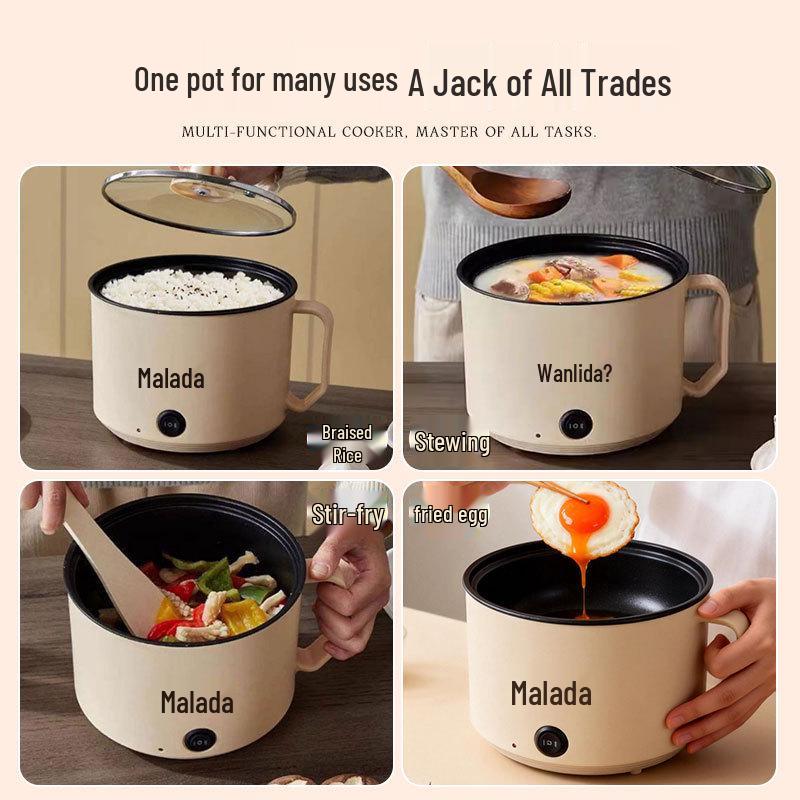 Compact Multifunctional Electric Cooking Pot and Steamer - Non-stick, Ideal for Dorms, Noodle Cooker & Frying Pan