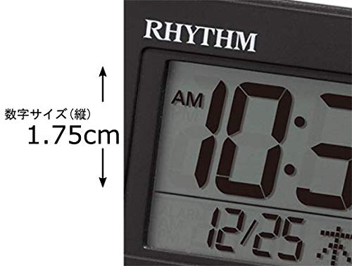 RHYTHM Wecker, Lautstärke, Funkgesteuert Digital, Fit Wave Battle 100, Temperatur, Wochentag, Kalender, Schwarz, RHYTHM 8RZ192SR02