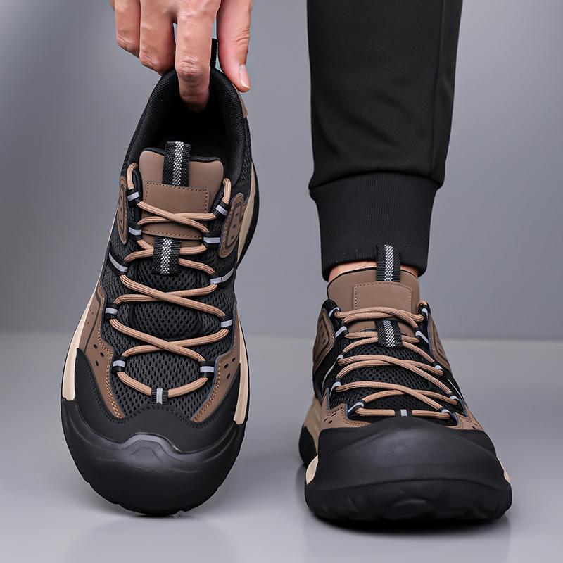 Fashion Breathable Flats Comfortable Walking Shoes Lightweight Men Athletic Fashion Sneakers Men's Mesh Fabric Lace-Up Casual Shoes