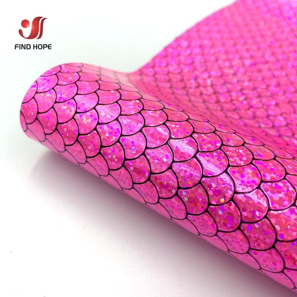 Holographic Iridescent Sparkle Mermaid Scale PU Faux Leatherette Fabric Foil DIY Bow Bags Craft Making Earring Handmade