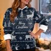 Women's Fashion Casual Long Sleeve Christmas Printed Hooded Sweatshirt