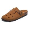 Baotou Slippers Summer New Fashion High-end Leather Surface Half Support Couple Beach Sandals Boken Cool Slippers