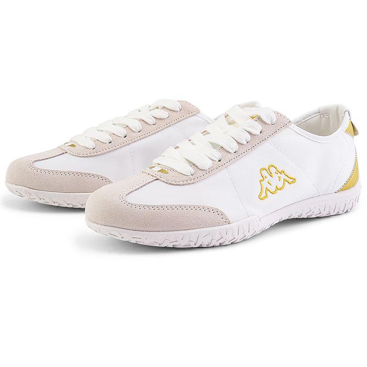 Kappa Fabric Synthetic Leather Round Toe Lace-Up Sports Slip-Resistant Durable Low-Top Casual Shoes Unisex casual shoes White Platinum K0DX5BB02-012B