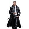 New European and American men's long PU leather trench coat suit collar business casual knee leather coat jacket men's clothing