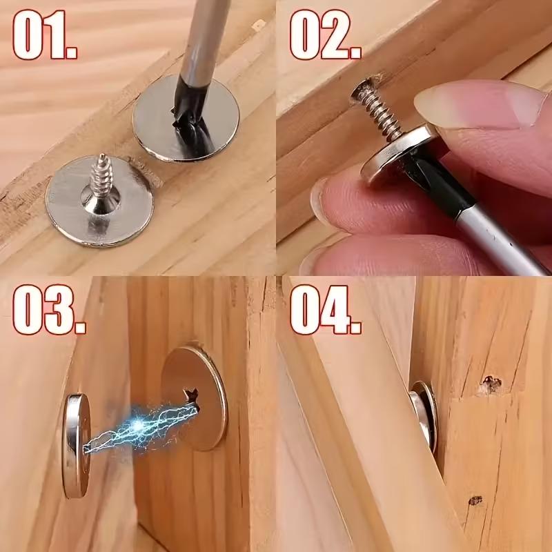 Cabinet Door Magnetic Closure Metal Magnetic Catch for Hidden Closing - Suitable for Furniture Cabinet, Kitchen Glass Doors