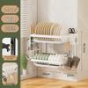 No-Punch Wall-Mounted Dish Drying Rack with Plate and Chopsticks Holder