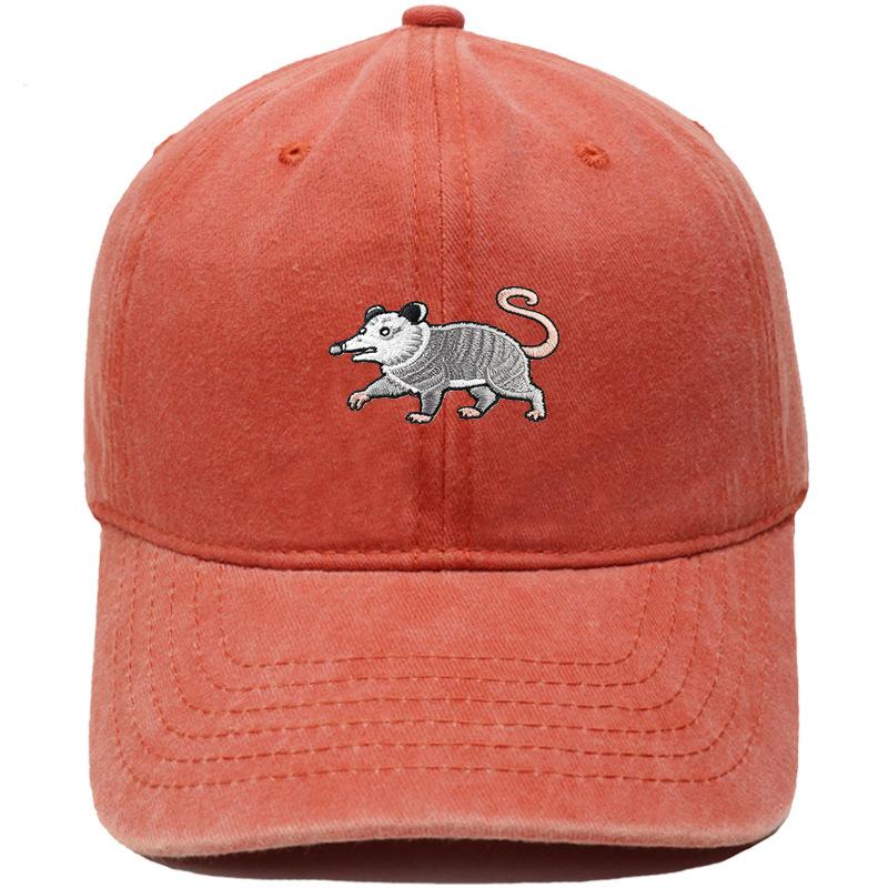 New cartoon possum embroidered baseball cap washed retro dad hat personalized men's and women's leisure sports hat