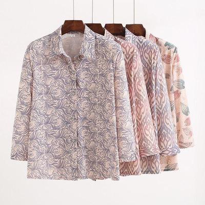 Camicetta Larga Floreale Primaverile per Donne Anziane Camicia Comoda Leggera Apertura Frontale Outfit Nonna
