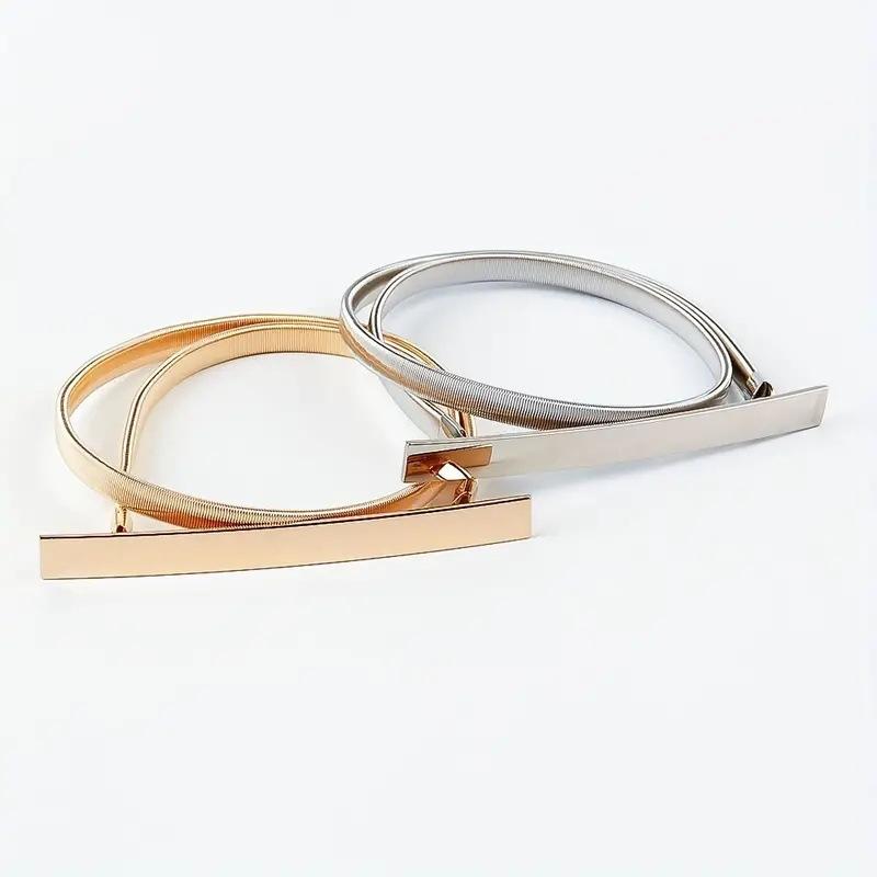 Elastic Gold Sliver Chain Belts for Women Girls Waist Silver Metal Waistband Leaf Stretch Golden Belt Dress Skirt Riem SKinnny