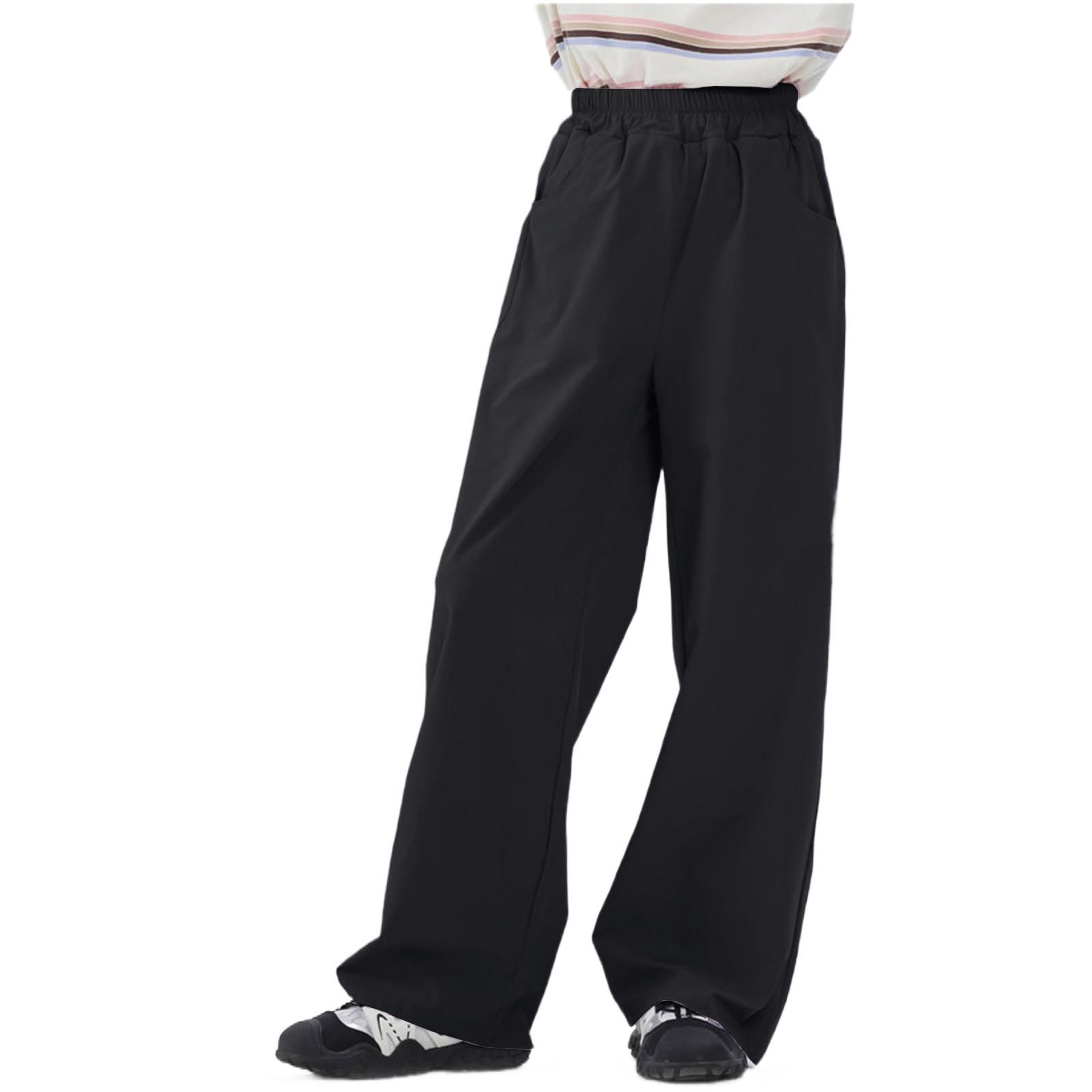 

Детские девчачьи большие размеры прямые свободные тонкие повседневные летние широкие брюки 130 чёрный