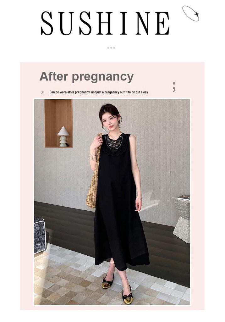 2026 Summer Maternity Sleeveless Slimming Dress for Pregnant Mothers