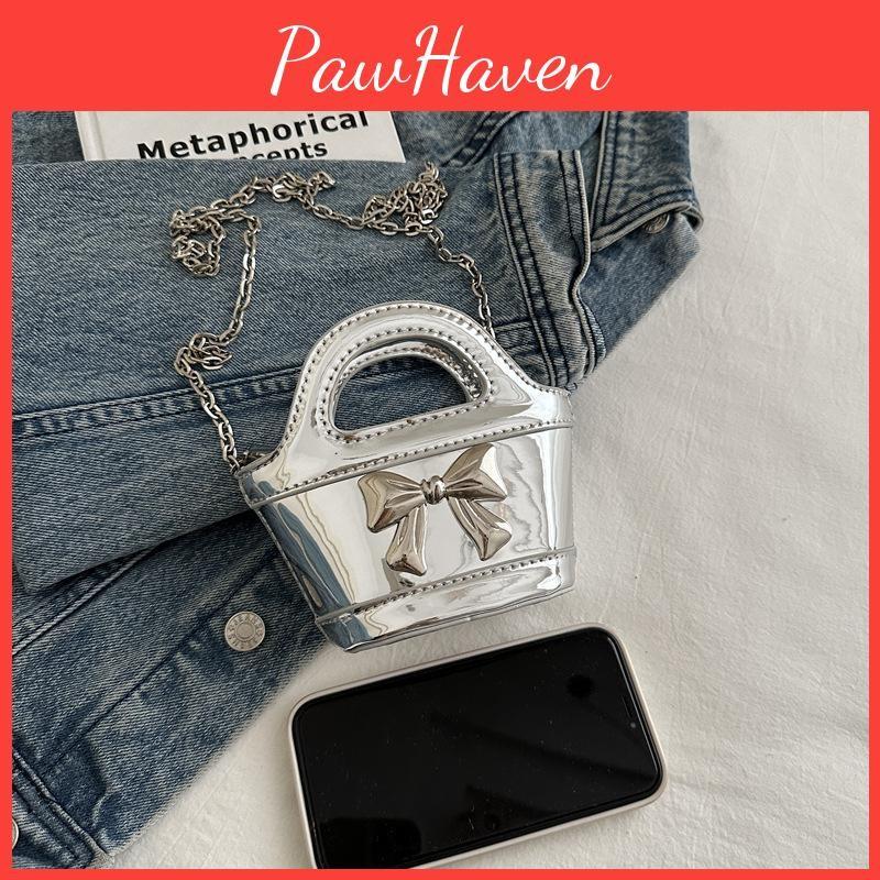 Laser Bag Childrens Bow Pairing With Trendy Chain Decoration For Go Out Play To