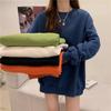 Solid Color Korean Style Fleece Sweatshirt: Women's Loose Casual Autumn/Winter Top & Student Couple Outfit.