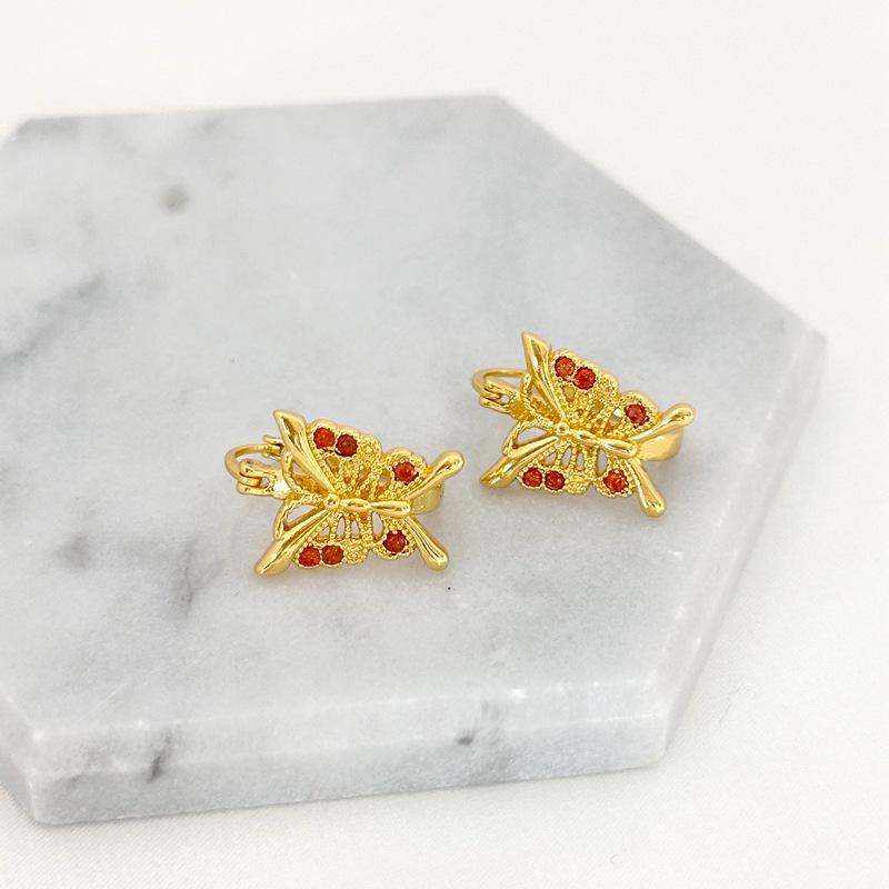 French Retro Fashion Women S High-End Earrings, Golden Butterfly Women S Stud Earrings.