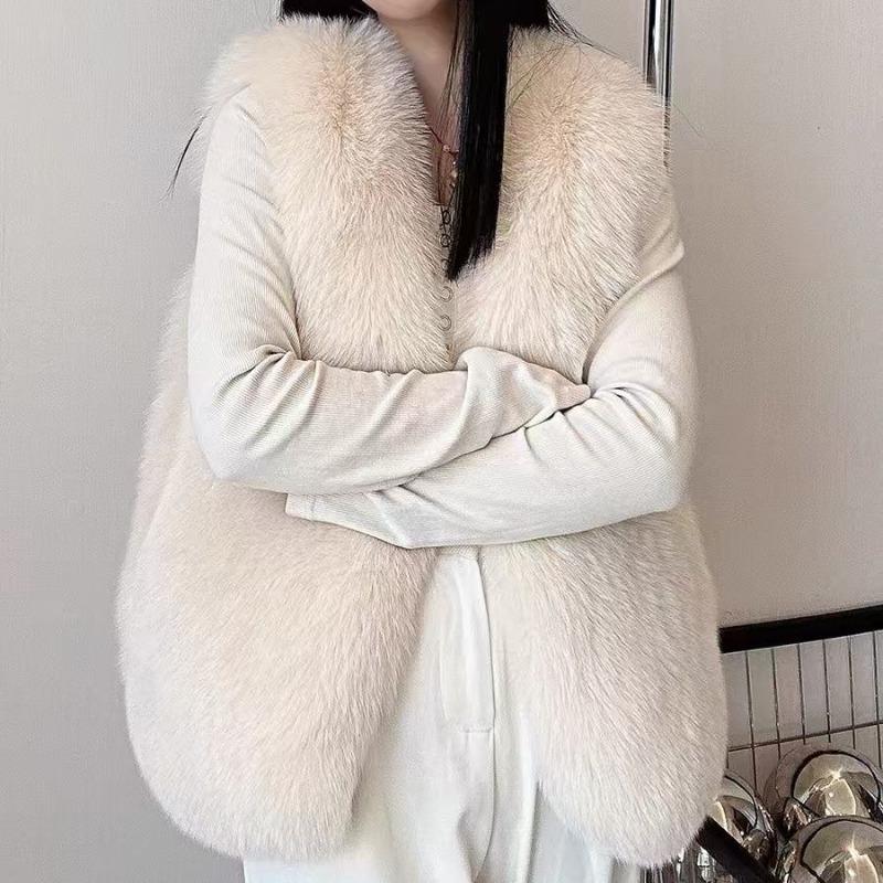 Imitation fox fur, vest, women's light fashionable vest, autumn and winter new short vest, thin vest