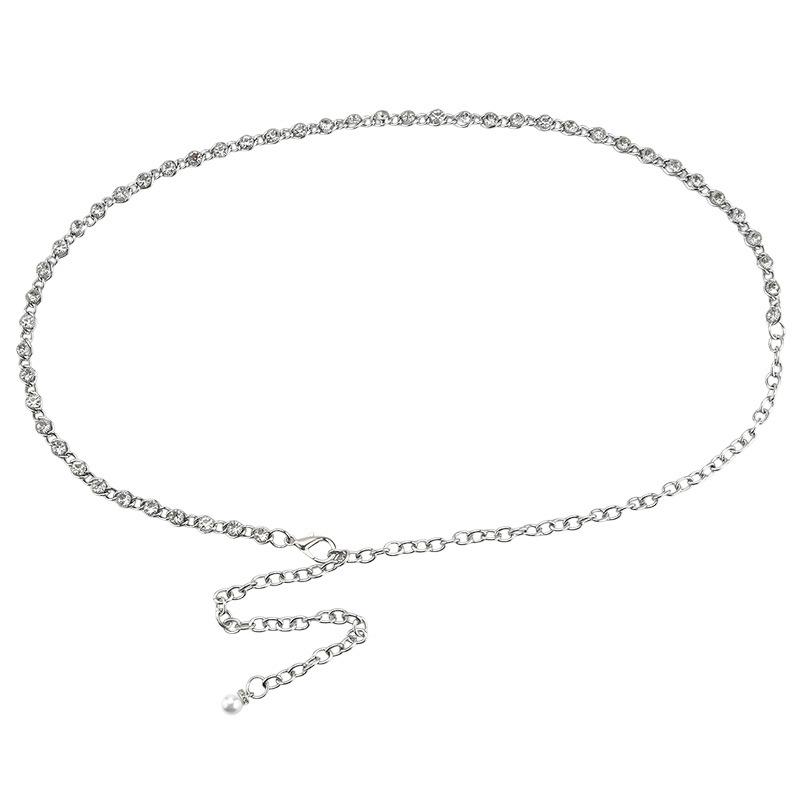 New Metal Waist-hugging Ladies Decorative Waist Chain High-end Rhinestone Inlaid Versatile Dress Accessories Body Chain