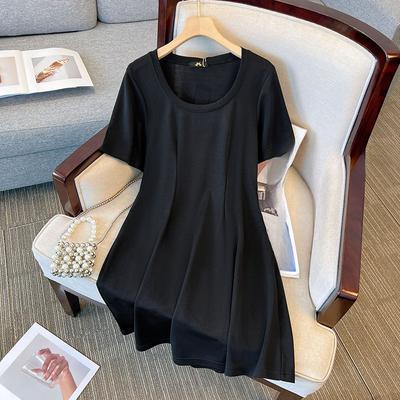 Sukienka damska plus size letnia nowa w jednolitym kolorze prosta elegancka z temperamentem