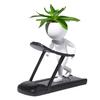 Unique Exercise Pose Flowerpot Creative Fitness Figure Flower Pot, Resin Succulents Pot with Treadmill Yoga And Decorative Plant Container for