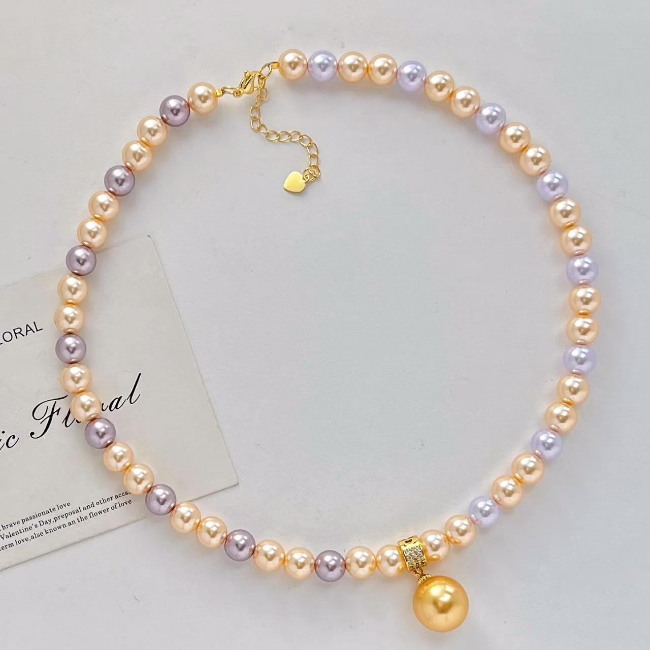 

Design Sense Retro Faux Crystal Pearl Necklace Collarbone Chain Pendant