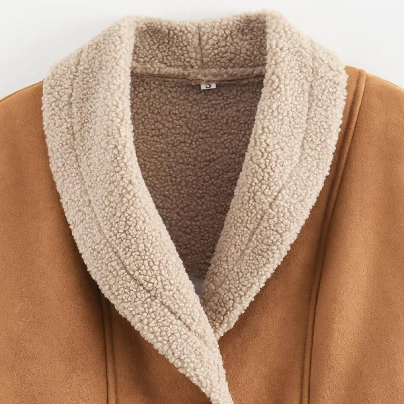 Damenmode Braun Einreihige Jacken Mantel mit Taschen Reverskragen Langärmlig Weiblich Schickes Damen-Outfit