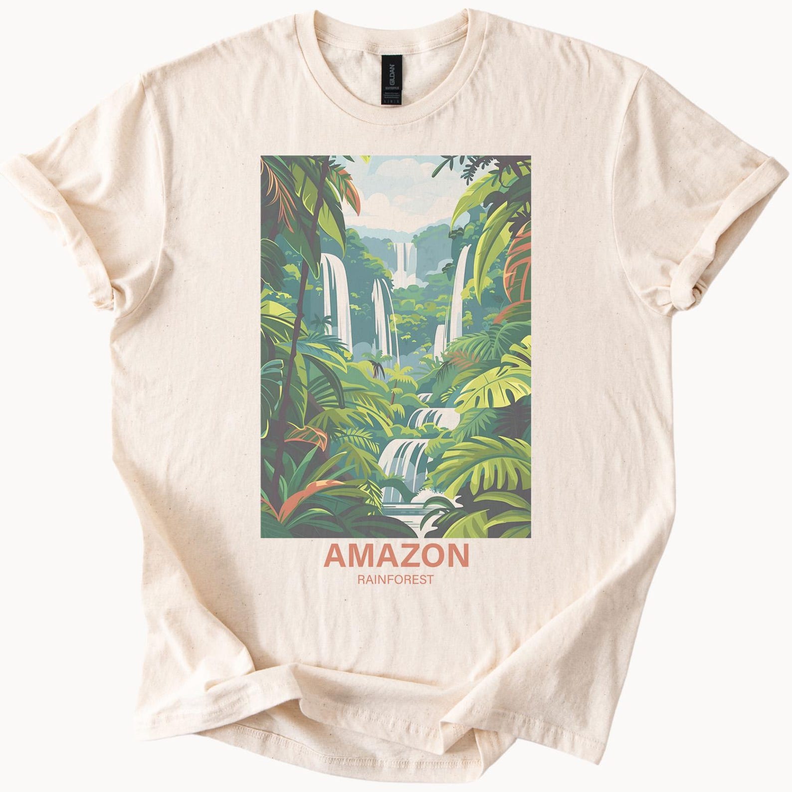 Amazon Rainforest Jungle Waterfall Nature Forest Graphic T Shirt 130
