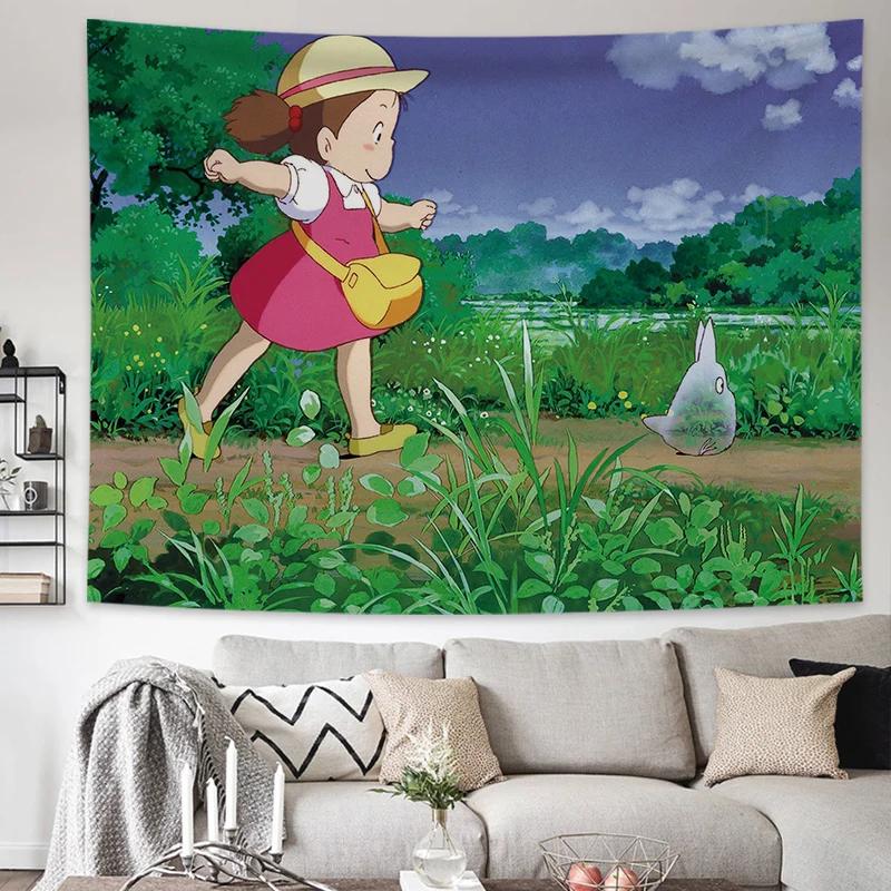 VIKAMA Totoro Tapestry Studio Ghibli Bedroom Wall Hanging Cozy Home Accent Adorable Dorm Gift Cute Living Room Artwork