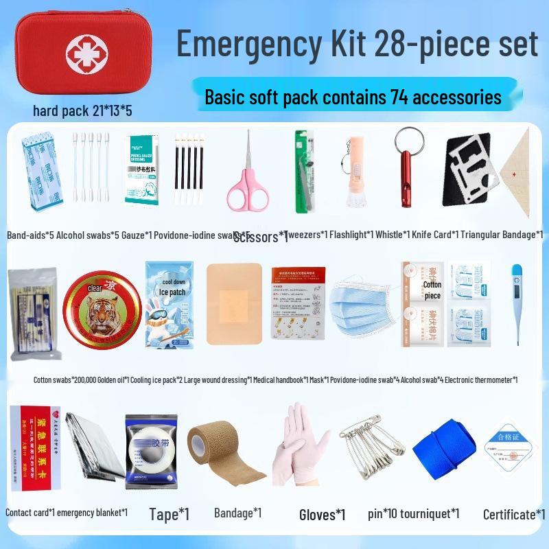 Portable Hard Shell First Aid Kit - Complete Set for Home, Car, Outdoor, and Emergency Use