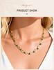 Crystal Zircon Hollow Oval Chain Necklace for Women, Gold Color Stainless Steel CZ Necklace, Elegant Party Wedding Jewelry