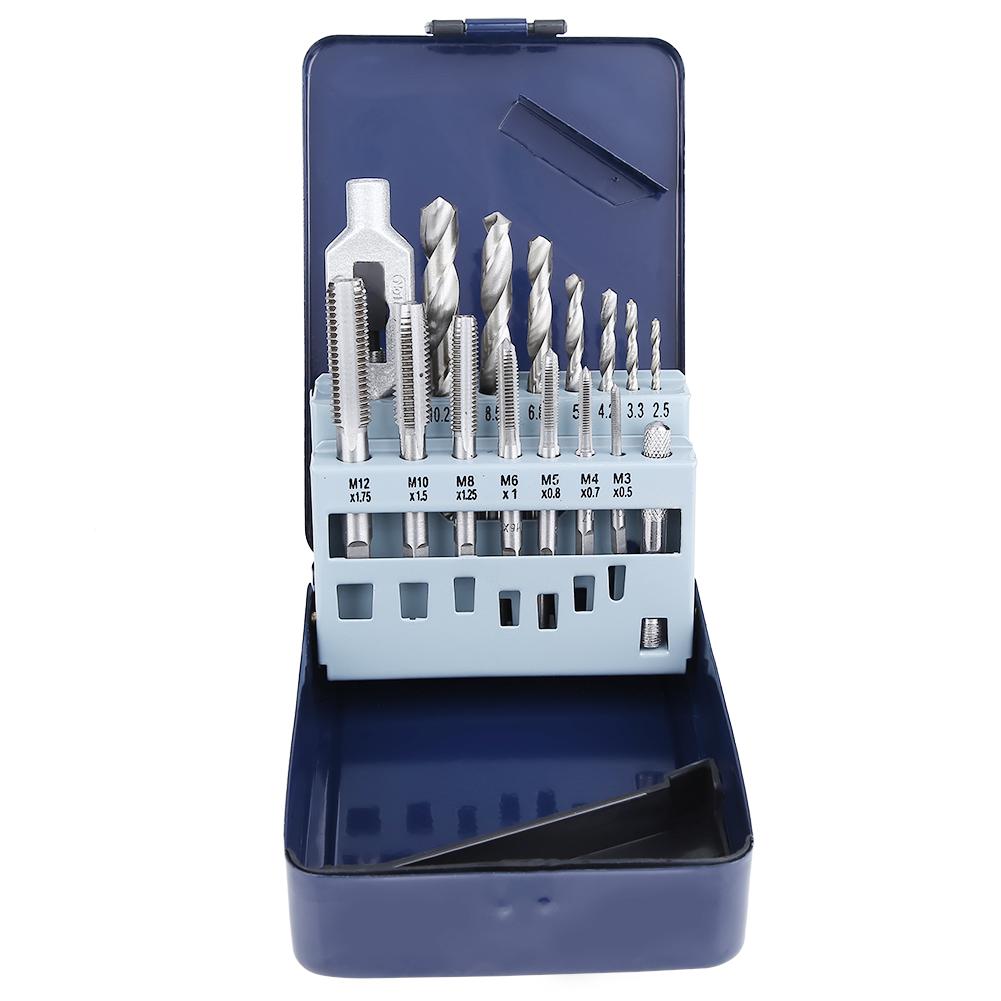 

15Pcs Alloy Steel Tap Wrench Screw Taps Twist Drill Bit Set Metal Processing Tools