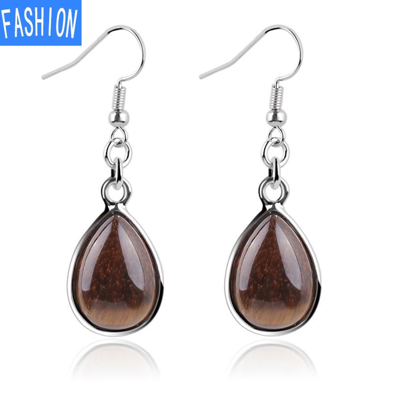 Boucles d'oreilles en forme de goutte d'eau pour femmes, européennes et américaines, crochet de poisson, cristaux semi-précieux naturels, boucles d'oreilles simples