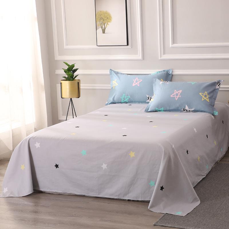 Simple Cotton Bed Sheet for Double Bed - Suitable for Summer & Student Dormitory, 40 Count, All Seasons