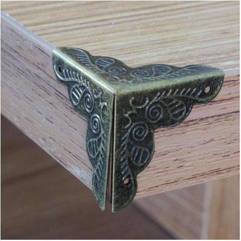 Tegg Box Corner Protector 20PCS Antique Brass Triangle Rattan Carved Wood Case Edge Guard
