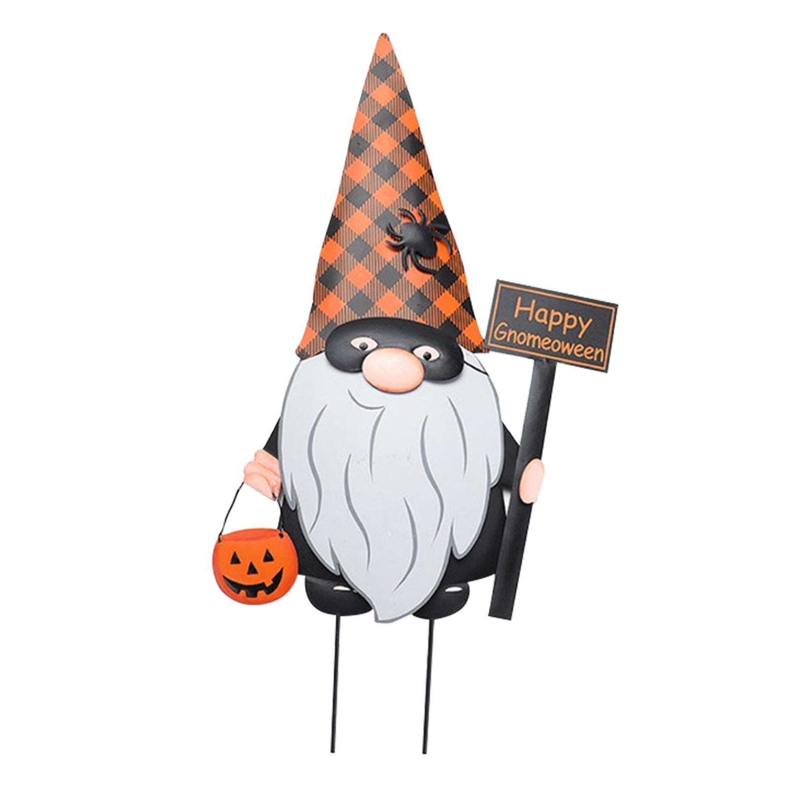 

Хэллоуин осень металлический гном садовый кол декоративный, садовый патио украшения заднего двора One Size