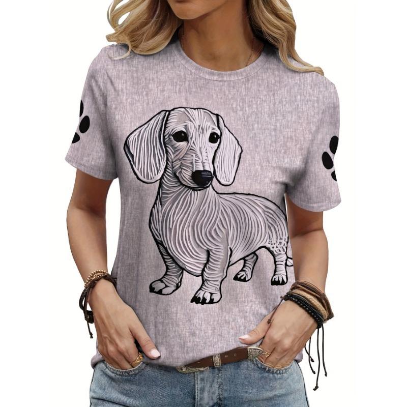 Casual Versatile Fashionable High-quality Comfortable Animal Pattern Short Sleeved Round Neck T-shirt