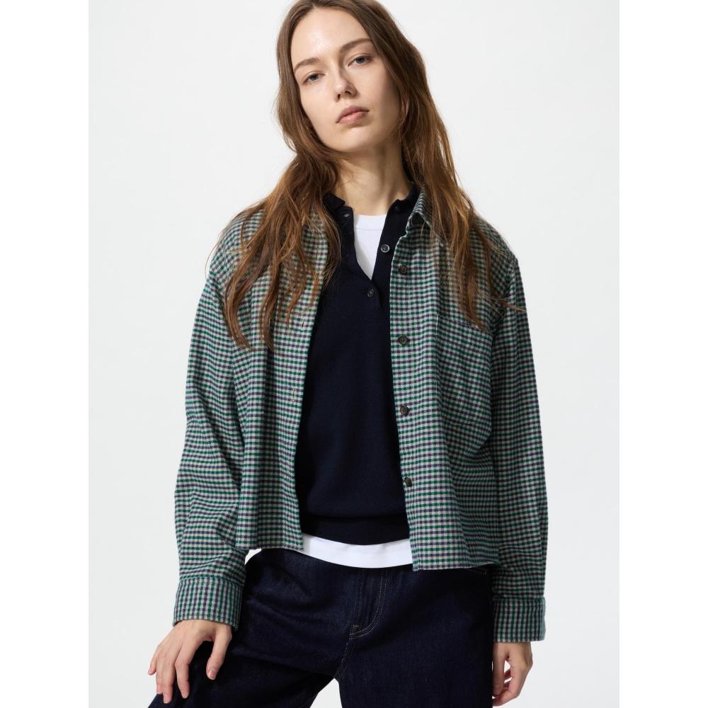 Uniqlo Flannel Boxy Shirt  Long Sleeve  Mini Check D