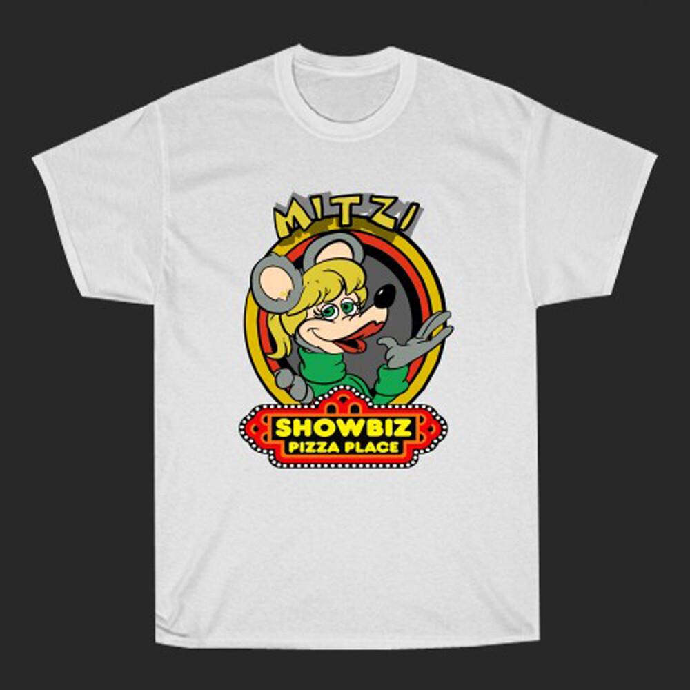 Mitzi Mozzarella Showbiz Pizza Men#039;s White Size S to 3XL Unisex T-Shirt XXXL