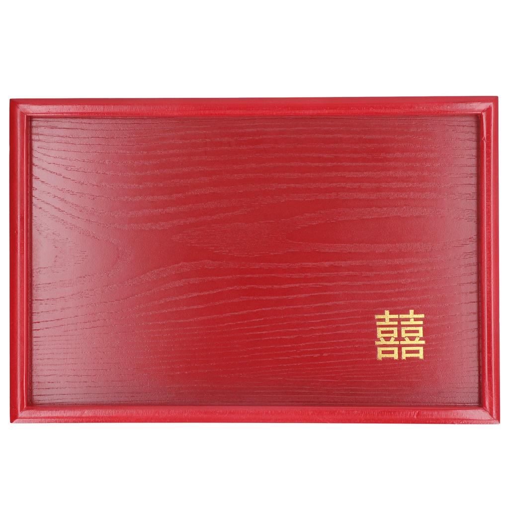 Wood Serving Tray Decorative Serving Platter Snack Fruit Plate for Living Room Coffee Table Kitchen CounterTop Red