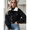 Women Autumn Winter Lapel Long Sleeve Casual Solid Color Short Corduroy Coat