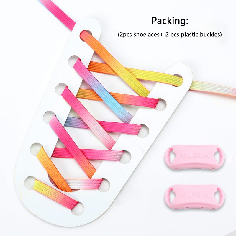 NEW Innovation Elastic Laces Sneakers Rainbow Flats Shoe Laces Without Ties Kid Adult No Tie Shoelaces Glitter Shoes Accessories