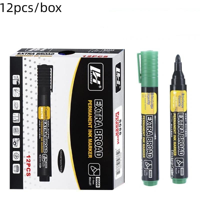 Hot Sale 12pcs Large-Capacity Marker,2-4mm Nib,Permanent Markers,Quick Drying,Logistics Marker Pen Courier Box Marker Pen