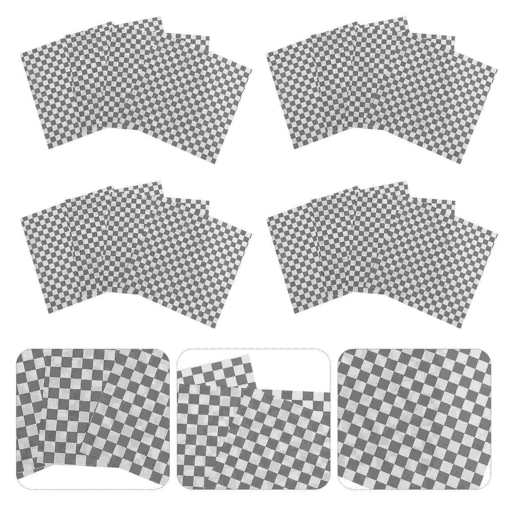 50 Sheets Checkerboard Burger Food Wrapping Paper Rice Ball Bento Baking Bread Mat Grease-proof Sandwich Basket Liners Cheese