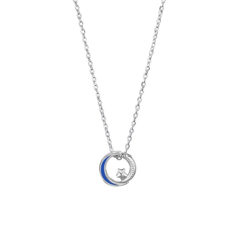 Romantic Galaxy Necklace Women's Versatile Light Luxury Niche Design Sense A Three-Belt Star and Moon Pendant