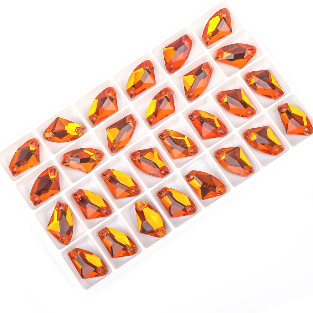 Weichen Flat Bottom Double Hole Color Axe Shape Hand Sewn Buckle Glass Rhinestone Diy Dress Wedding Dress Accessories