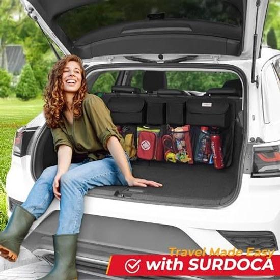 Trunk Storage - SURDOCA Car Pocket Seat Back Large Capacity Stable Design Velcro Wear-Resistant Easy Installation Suitable Medium Small Vehicles such