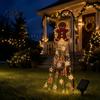 Metal Christmas Garden Decor Gingerbread Solar Light, Waterproof Outdoor Yard Light with Warm Festive Stake Lights Waterfall LED, Pathway Lamp